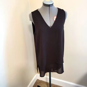 Michael Kors Black Sleeveless V-neck Blouse Size M